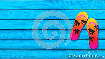 Blue sky plank board of summer season Vector Illustration