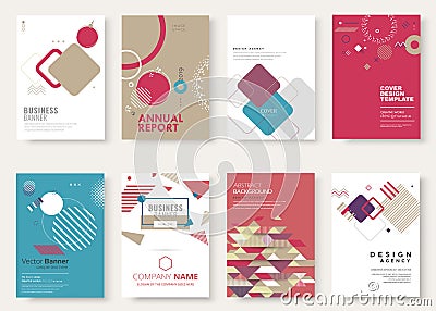 Set of brochure, annual report, flyer design templates. Vector illustrations for business presentation Cartoon Illustration