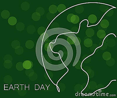 Earth day concept green background, world map, vector illustration Vector Illustration