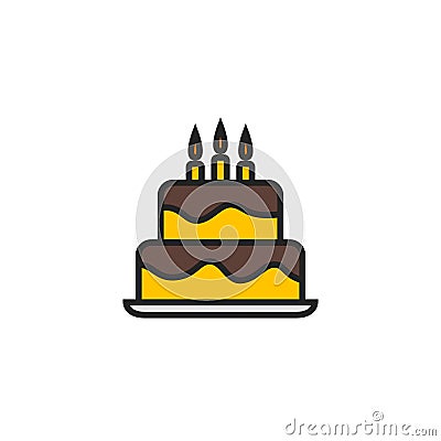 Birthday Cake Flat Icon Vector, Symbol or Logo. Vector Illustration