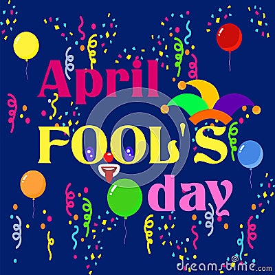 Set for the first of April with a jester and box to the fool`s day Vector Illustration