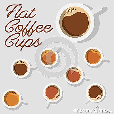 Minimal Flat Design. Modern Cup of Coffee on a Background & Good Text. Top View Stock Photo