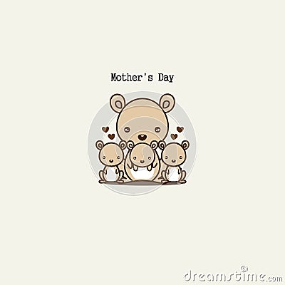 Cute animals for Mother`s Day. Kangaroo mom and baby. Vector Illustration