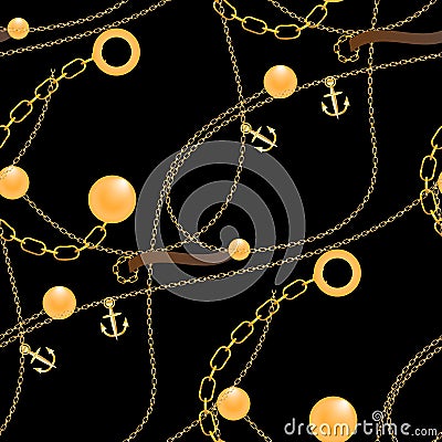 Seamless pattern with belts,chain. Vector Illustration