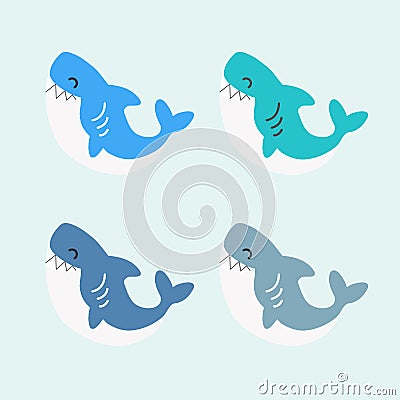 Cute shark comic cartoon. Vector Illustration