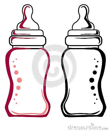 Web. Pancreas with nipple for breastfeeding. Bottle logo Stock Photo