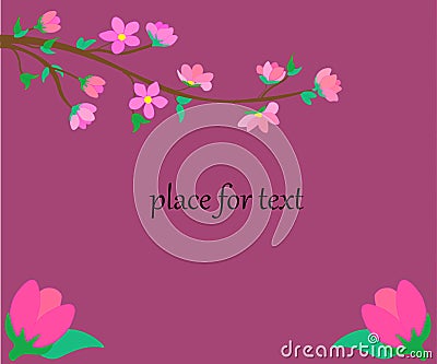 Web. illustration of Floral rectangle frame with place for text. Spring paper cut frame with flowers. paper cut and craft style. v Cartoon Illustration