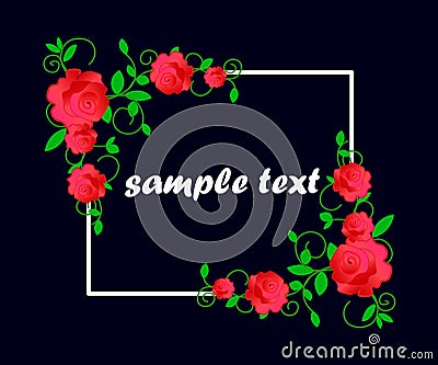 Card with flowers, watercolor, can be used as invitation card for wedding, birthday and other holiday and summer backgrou Stock Photo