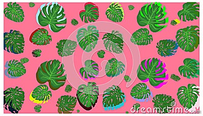 Tropical palm leaves, jungle leaves seamless vector floral pattern background Stock Photo