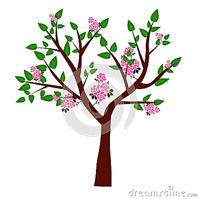 Web. Tree and roots vector, tree with round shape Stock Photo
