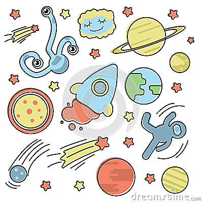 Set with space collection Vector Illustration