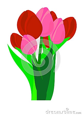 Web. greeting card for International Womens Day. Bouquet of paper cut spring flowers tulips and narcissus on dark spotted backgrou Cartoon Illustration