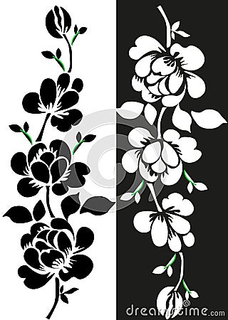 Hand drawn floral seamless pattern with clover silhouettes isolated on white. Cute graphic flower background. Summer concept. Stock Photo