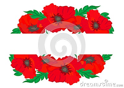 Web. Vector background banner with red poppies. Stock Photo