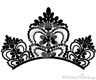 Web. diadem. Beautiful elegant luxury feminine tiara. with reflection isolated on black background. vector Stock Photo