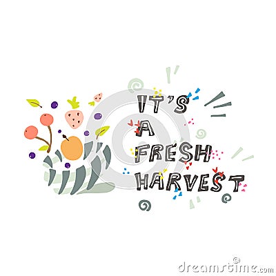 Colorful illustration about the first harvest. Vector Illustration