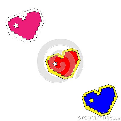 Web. Set of hearts in drawing style Stock Photo