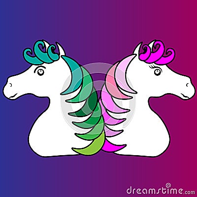 Web. Vector cartoon cute unicorn with stars, greeting card. Stock Photo