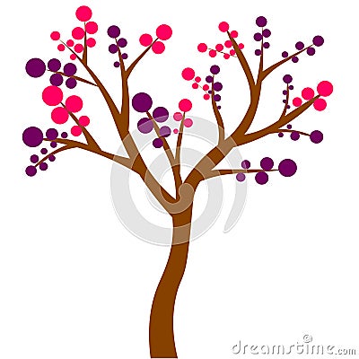 Colorful deciduous tree with autumn colored leave Cartoon Illustration