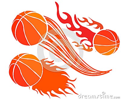 Set of basketball balls with motion trails in comic style. Design element for poster, banner, flyer, card. Stock Photo