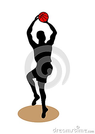 Web Silhouette of a basketball player. Basketball player running with ball, grungy vector silhouette Stock Photo