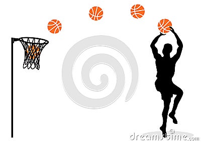 Web Basketball. The player in a jump. With a ball. Graphics. The Silhouette. Stock Photo