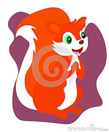 Web Cute little squirrel sit on floor. Cartoon animal character design. Flat vector illustration isolated on white background Cartoon Illustration