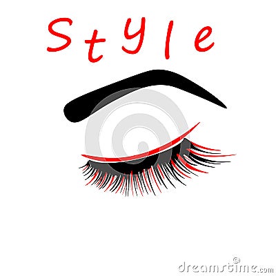 Web Eyelash extension logo. Makeup with gold glitter. Vector illustration in a modern style Cartoon Illustration