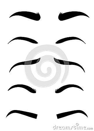 Web Eyebrow shapes. Various types of eyebrows. Classic type and other. Trimming. Vector illustration Cartoon Illustration