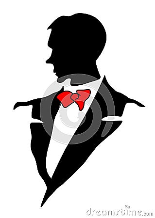 Web Men`s suit icon. Jacket with a tie. Men`s formal clothing. Man`s suit for mannequin. Silhouette of the symbol. vector Cartoon Illustration