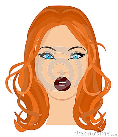 Web Portrait of a beautiful brunette in glasses close-up. Vector illustration Cartoon Illustration