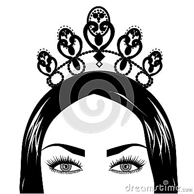 Web queen and crown logo Cartoon Illustration