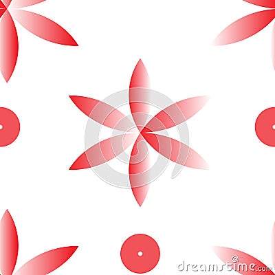 Vector red fllower seamless repeat pattern Cartoon Illustration