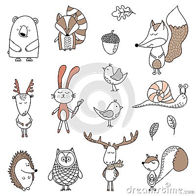 Vector hand drawn doodle character illustrations. Vector Illustration