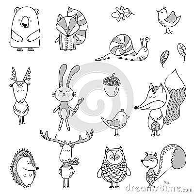 Cute hand drawn doodle character illustrations Vector Illustration