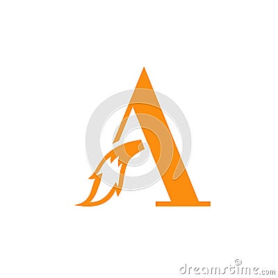 Initial letter A with fox tail Logo Vector Illustration