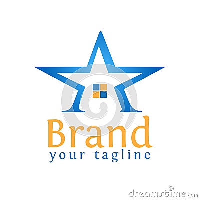 Star house logo template, stock logo. Vector Illustration