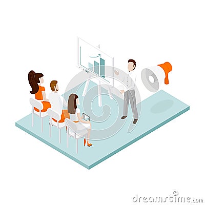 Isometric office team Vector Illustration