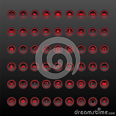 Red and black Button Set collection Vector Illustration