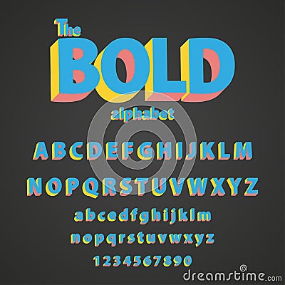 Color bold modern font and alphabet Stock Photo