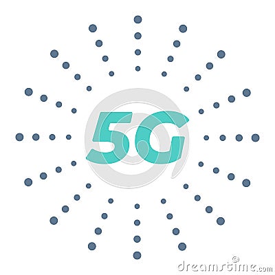 5g wireless mobile internet standard flat emblem Vector Illustration