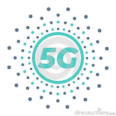 5g wireless mobile internet standard flat emblem Vector Illustration