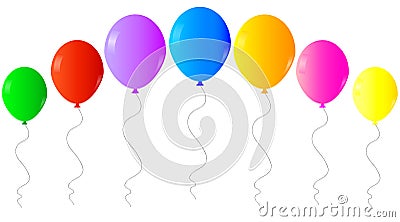 Web Colorful realistic helium balloons isolated on white background. Stock Photo