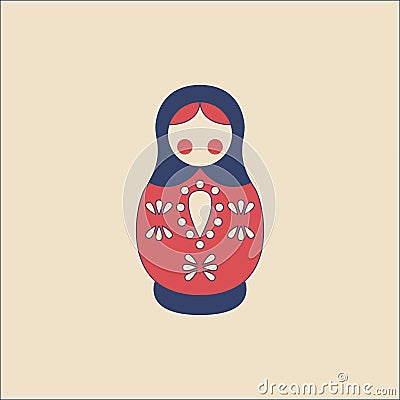 Vector matryoshka in modern flat style on light background. Poster with matryoshka . Vector Illustration