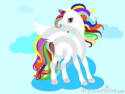 Web Cute magical unicorn. Vector design isolated on white background. Print for t-shirt or sticker. Cartoon Illustration