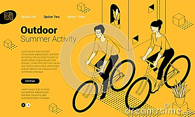 Man and woman riding bike Vector Illustration