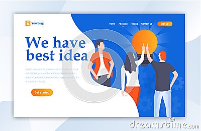 Team Work For Idea Ui Web Design Landing page template for Vector Illustration