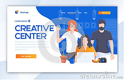 Creative Center website template design. Vector illustration concept of web page design for website and mobile website dev Vector Illustration