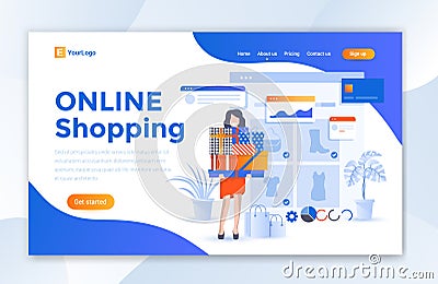 Online shopping E-Commerce website landing page design template - Vector Vector Illustration