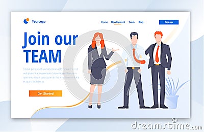 Team Work Creative Center website template design. Vector illustration concept of web page design for website Cartoon Illustration